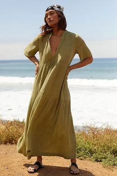 The Kallie Flowy Maxi Dress | Anthropologie Coastal Attire, Charleston Summer, Beach Party Dresses, Seaside Holiday, Cotton Gauze Dress, 2023 Outfits, Beach Party Dress, Muslin Dress, 파티 드레스