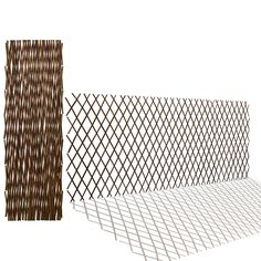 two different types of fences are shown in this image, one is brown and the other is white