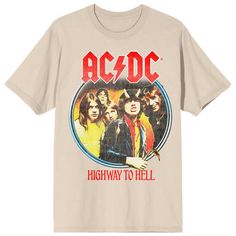 Rock out in style with this officially licensed women's AC/DC crew neck short sleeve t-shirt. The custom design features devil-horned band members and bold red letters that scream "Highway To Hell." Made from high-quality cotton, this shirt ensures both comfort and a rebellious sense of style. Just toss it in the machine on cold with like colors and tumble dry on low heat to keep the rock spirit alive. Relaxed Fit T-shirt For Music Festivals Fan Merchandise, Pop Culture Concert T-shirt With Short Sleeves, Band Logo Cotton T-shirt For Fans, Band Logo T-shirt, Crew Neck, Fan Merchandise, Band Logo T-shirt Fan Merchandise Crew Neck, Relaxed Fit Band Merch T-shirt With Logo, Band Logo T-shirt For Music Festivals, Rock And Roll Cotton T-shirt With Band Logo, Cotton Rock And Roll T-shirt With Band Logo