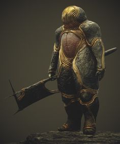 Organic Armor, Golden Knight, Golden Knights, Creature Concept Art, Fantasy Rpg