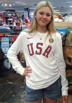 Nike Team USA White Block Long Sleeve T Shirt - 19862805 Patriotic Outfit, Usa Outfit, Usa Shirt, Team Shirt, Team Shirts, Team Usa, Sports Team, Dream Wardrobe, The Team