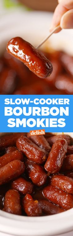 Slow-Cooker Bourbon Smokies put pigs in a blanket to shame. Get the recipe on Delish.com. Slow Cooker Ideas, Food Slow Cooker, Moving Party, Whiskey Birthday, Bourbon Recipes, Fall Recipe, Slow Cooker Dinner, Food Party