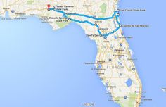 a map showing the route to florida and other destinations on it's own side