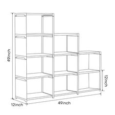 a drawing of a bookcase with four shelves