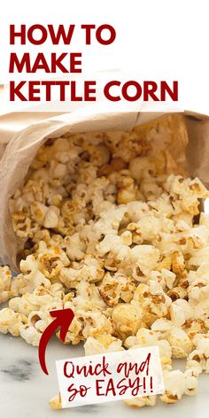 how to make kettle corn in a paper bag with instructions for the recipe on it