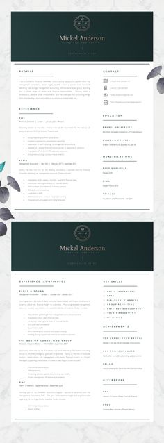 two professional resume templates, one with green accents and the other with black trim