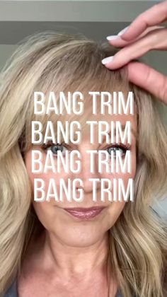 Melissa Ann Cunningham on Instagram: "I feel like I’m constantly trimming my bangs!!! . I wear my bangs longer, so I can sweep them to the side, or wear them straight to their constantly needing a little snippy snip ✂️✂️ save this for later, and let me know if it works for you! #bangtrim #howtotrimbangs #tipsforfinehair #bangs101 #over50hair #midlife" How To Trim Side Swept Bangs, How To Feather Bangs, Trimming Bangs Diy, How To Trim Bangs, How To Style Side Bangs, Side Sweep Bangs, Trimming Bangs, Trim Bangs, Twisted Bangs