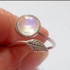 White Moonstone Ring. Nwt (In Original Packaging). Adjustable Size. Delicate And Romantic. Beautiful Ring! Leaf Rings, Feather Ring Silver, Slim Ring, Must Have Jewelry, Wedding Bride Jewelry, Everyday Jewellery, White Opal Ring, Moonstone Ring Sterling Silver, Feather Ring