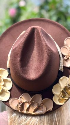 Brown Fedora, Flower Hat, Flower Hats, Honolulu, Fedora, Cowboy Hats, Hand Crafted, Cowboy, Ships