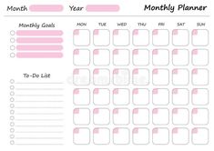 a pink and white planner for the month on a white background royalty illustration