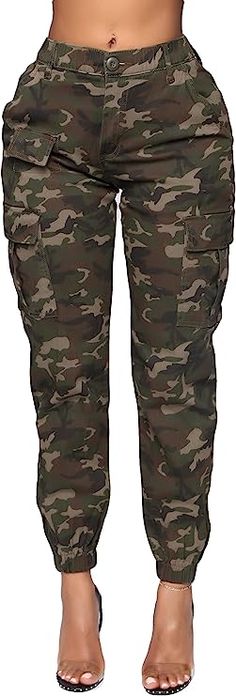 Tapered Pants Women, Camo Pant, Army Cargo Pants, Tapered Sweatpants, Feminine Shoes, Jogger Pants Casual, Camo Cargo Pants