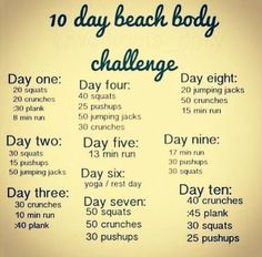 a sign that says 10 day beach body challenge on it's front and back