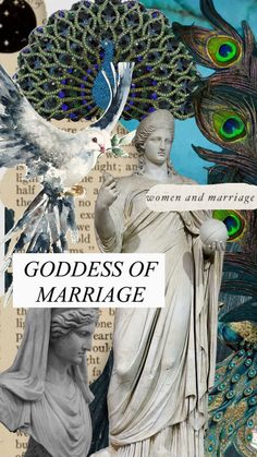 the goddess of marriage surrounded by peacocks and other art decoupholishments