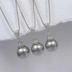 Grey Pearl Necklace, Swarovski Grey Pearl Bridesmaid Gift Necklace, Swarovski 10mm Grey Pearl Necklace, Grey Pearl Wedding Necklace Gray Pearl Pendant Jewelry As Gift, Gray Pearl Jewelry For Party, Gray Pearl Necklace For Gift, Elegant Gray Pearl Necklace, Luxury Gray Pearl Necklace, Grey Pearl Necklace, Bridesmaid Necklace Gift, Bridal Party Jewelry, Pearl Necklace Wedding