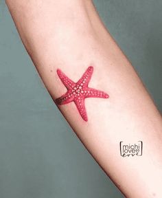 Colored Starfish Tattoo, Small Starfish Tattoo, Star Fish Tattoo, Hawaiian Turtle Tattoos, Ocean Sleeve, Tattoos Fonts, Seahorse Tattoo, Mastectomy Tattoo