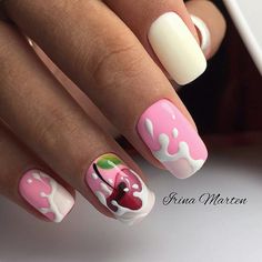 ❤️cherry nail art Nail Art Fruit, Colorful Summer Nails, Nails For 2023, Food Nail Art, Summer Nails Art, Fruit Nail Designs, Fruit Nail Art, Cherry Nails