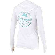 Women's Aquatek Hooded Shirt by Pelagic | Shirts at West Marine. Same great product, new name! The New Women's Aquatek Hooded Fishing Shirt has all the same features you've grown to love in our Women's Ultratek line - now with updated name, features and stylesThe Pelagic Women's Aquatek Hooded Fishing Shirt was specifically designed for women who love to fish, spend time on the water, and also want to look good while they';re doing it. Built with a UPF 50+ rating, these long sleeve hooded sun sh Women's Fishing, Blue Clothing, Sun Shirt, White Turquoise, Hooded Shirt, Blue Outfit, Shirt Long Sleeve, Fishing Shirts, Ultra Violet