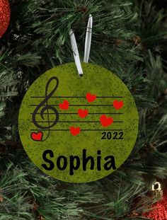 personalized christmas ornament with musical notes