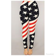 Red, White Blue Trendy Red Summer Leggings, Trendy Red Leggings For Spring, Fitted Red Bottoms For 4th Of July, Trendy Red Bottoms For 4th Of July, Red Stretch Bottoms For 4th Of July, Red Fitted Patriotic Bottoms, Patriotic Stretch Bottoms For 4th Of July, Red American Flag Print Bottoms For Spring, Casual Red Bottoms With American Flag Print