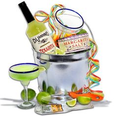 the margarita martini gift basket is ready to be served