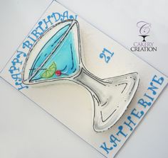 Martini Cake Design, Cake Pop Designs, Blue Martini, Edible Creations, 21st Birthday Cake, Ormond Beach