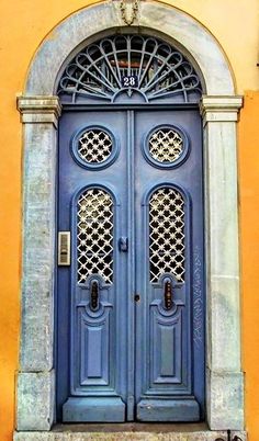 Morrocan Doors, Gates Ideas, Peloponnese Greece, Gate Wall Design, Blue Doors, Patras, Gorgeous Doors, Door Entryway, Exterior Wall Design