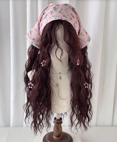 شعر كيرلي ✨ Fantasy Hairstyles Long Hair, Cute Hair Pieces, Head Scarf Styles Long Hair, Kawaii Curly Hairstyles, Scarf Reference, Hair Claims, 2018 Hairstyles, Pretty Hair Cuts, Harajuku Hair