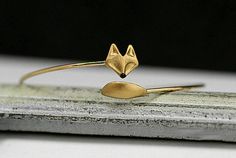 Delicate hand gilded fox bangle. Fox and tail hand gilded and | Etsy Fox Bracelet, Diy Bangle Bracelets, Wrap Bangles, The Bangles, Fox Head, Girl Jewelry, Cute Fox, Fall Jewelry, Animal Jewelry