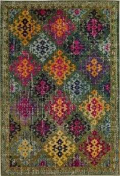 Safavieh Monaco MNC244G Green/Multi Area Rug main image Eclectic Area Rug, Classic Rug, Safavieh Rug, Rug Designs, Teal Area Rug, Transitional Rugs, Classic Rugs, Power Loom, Contemporary Decor