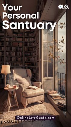 a living room filled with furniture and books