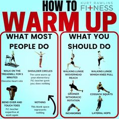 a poster with instructions on how to warm up and what to do when you should