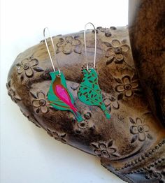 SALE Upcycled Lightweight Tin Bird Earrings with 925 Sterling | Etsy Green Earrings With Bird Design As Gift, Green Earrings With Bird Design For Gift, Green Jewelry With Bird Design As Gift, Green Bird Design Earrings As Gift, Green Jewelry With Bird Design For Gift, Green Bird Design Jewelry Gift, Multicolor Bird Design Earrings Gift, Multicolor Bird Design Earrings For Gift, Multicolor Bird Design Earrings As A Gift