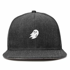 DALIX Embroidered Ghost Cap Halloween Snapback Baseball Cap For Streetwear, Halloween Snapback Trucker Hat For Streetwear, Halloween Casual Streetwear Trucker Hat, Casual Halloween Trucker Hat For Streetwear, Casual Snapback Trucker Hat For Halloween, Embroidered Ghost, Its Halloween, Ghost Embroidery, Fun Embroidery