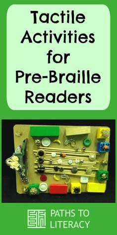 a book cover with the title tactile activities for pre - braille readers