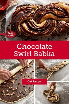 chocolate swirl bake recipe with instructions to make it in the oven and then baked