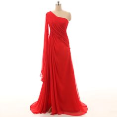 This Dress is fashionable for every occasion. the dress is made-to-order by professional tailors. You can choose from 50 colors, Regular sizes 2 to 16 and plus sizes 14w to 26W. Custom size is also available.. The product details: Color: Red, Silhouette: Mermaid, Neckline: One Shoulder, Waistline: Natural Waist, Length: Long, Primary Fabric: Chiffon Simple Red Dress, One Shoulder Cape, Prom Evening Dresses, One Shoulder Bridesmaid Dresses, One Shoulder Bridesmaid, Shoulder Cape, Chiffon Evening Dress, Prom Dresses 2017, Red Dress Long