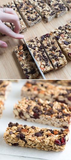 homemade granola bars are ready to be eaten