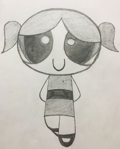 a drawing of a girl with big eyes