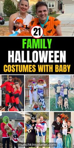 family halloween costumes with baby Family Halloween With Newborn, Family Of 3 First Halloween, Five Month Old Halloween Costume, Babies First Halloween Family Costumes, Couple With Baby Costume Ideas, Halloween Costumes Family Of 4 With Baby, Dog And Baby Costumes Halloween