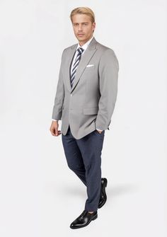 Discover timeless elegance with the Thompson Harbor Grey Blazer. Featuring a classic grey with a hint of color in a sharkskin weave, this luxury, custom-made jacket is a fashion-forward bespoke piece perfect for making a sophisticated impression. Classic Grey, Grey Blazer, Timeless Elegance, Bespoke, Fashion Forward, Custom Made, Blazer, Grey, Color