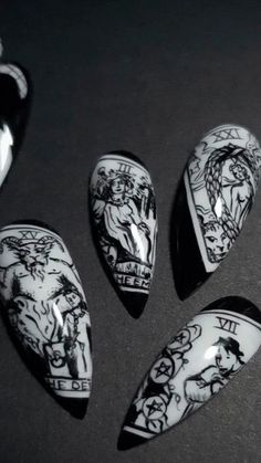 Card Nails, Definition Of Art, 90s Horror Movies, Gothic Nail Art, Halloween Tarot, Long Stiletto Nails