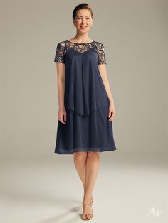 AW Kathryn Dress, Navy Mother of the Bride Dresses, 89.99 | AW Bridal Elegant Short Sleeve Dress With Overlay, Elegant Dress With Short Sleeve Overlay, Elegant Dress With Overlay And Short Sleeves, Fitted Dresses With Overlay And Short Sleeves, Knee-length Party Dress With Overlay, Summer Evening Mother Of The Bride Dress, Knee-length, Summer Knee-length Mother Of The Bride Dress, Petite Gowns, Bride Groom Dresses