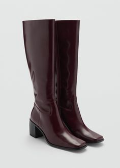 Trendy Boots For Women, 90s Boots, Red Leather Boots, Colored Boots, Burgundy Boots, Christmas Shoes, Trendy Boots, Stunning Shoes, Square Toe Boots