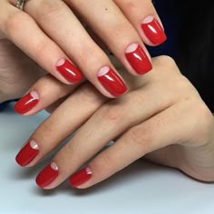 Reverse Red French Manicure, Red Reverse French Nails, Goth Valentines, Reverse French Nails, Goth Girlfriend, Design Ongles Courts, Nail Rings, Black Claws