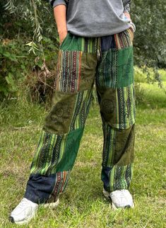 Step into ultimate comfort and effortless style with our unisex baggy spiritual pants, made from thick, durable Gheri cotton fabric. These trousers are perfect for festivals, yoga, or everyday wear and are designed for anyone who loves to embrace a free-spirited lifestyle. With a unique spiritual print, these pants will make you stand out while keeping you comfortable in every situation! ✨ Size & Fit Details ✨ - Free size elasticated waist with drawstring closure:  Fits waist sizes 26-40 inches Gypsycore Fashion Men, Mens Hippie Fashion, Hippie Fashion Men, Hippie Outfits Men, Vibe Festival, Geeky Clothes, Patchwork Pants, Downtown Outfits, Hippie Pants