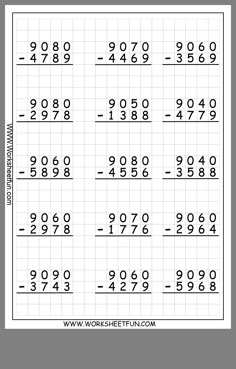 the worksheet for addition to subtraction with numbers and place value on it