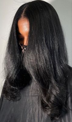 Long Healthy Relaxed Hair, Silk Press Straight Hair, Straight Natural Hair Black Women, Relaxed Natural Hair, Long Straight Black Hair