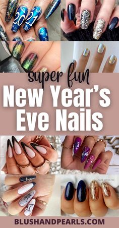 50+ New Year’s Eve Nails To Start The Year Off Right! Winter Nails Glitter, New Year's Eve Nails, New Years Nail Art, New Years Eve Nails, Gold Glitter Nails, Holiday Nail Designs, Spring Nail Colors