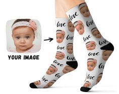 Personalized Socks / Custom Baby Face Socks / Custom Love Socks / Custom Gift For Mom Dad / Funny Birthday Day Gift / Custom Photo Socks---------------------------------------------------------------------#1 HOW TO ORDER1. ORDERChoose the size and purchase the listing2. SEND YOUR PHOTOSend us your photo via Etsy Conversation. If you're not sure which picture will fit best, you can send more than one. We'll work with the best picture.* Check our photo selection guidelines below for reference.3. C Customizable White Socks For Gift, Customizable White Socks For Gifts, Customizable White Socks As Gift, Cute Black Socks For Gifts, Personalized White Socks Gift, Fun Black Socks As Gift, Fun White Non-slip Socks, White Fun Non-slip Socks, White Non-slip Fun Socks