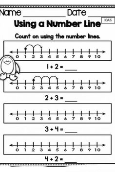 the number line worksheet for numbers 1 - 10, including one and two